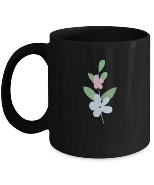 Sprig Smooth 2 Black Mugs - Funny coffee mugs -Black coffee mugs 11 oz