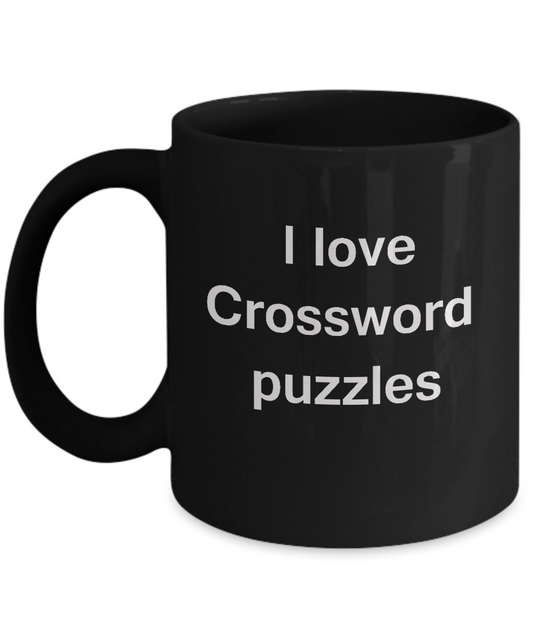 I Love Crossword Puzzles Black Mugs - Funny Hobbies & Valentine Black coffee mugs 11 oz