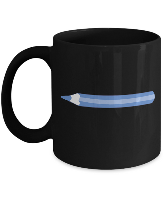 Pencil Blue 3 Black Mugs - Funny coffee mugs - Black coffee mugs 11 oz