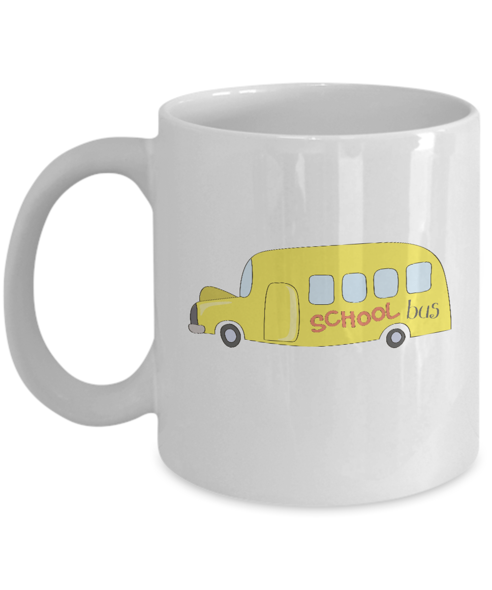 School Bus Funny White Mugs - Funny Coffee Mugs - White coffee mugs 11 oz