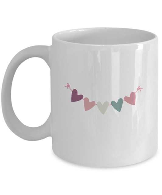 Valentine Hearts Lines white mugs - Funny Christmas Gifts -White coffee mugs 11 oz