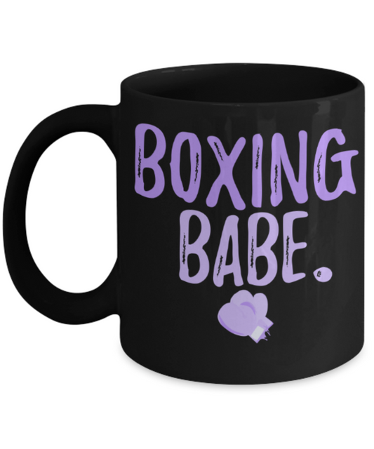 Boxing lovers mugs, Boxing Babe - Funny Black Porcelain Coffee 11 oz