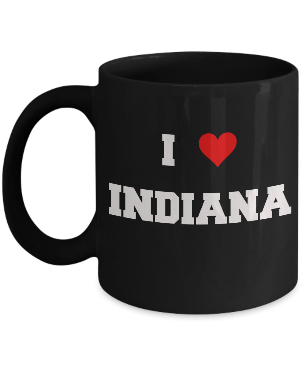 Indiana Tea Coffee Mugs,I Love Indiana USA States Ceramic Black Coffee Mug Tea Cup Gifts Mugs 11 oz Funny Mugs