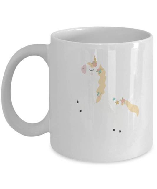 Floral white unicorn white mugs - Funny Christmas Gifts -  White coffee mugs 11 oz