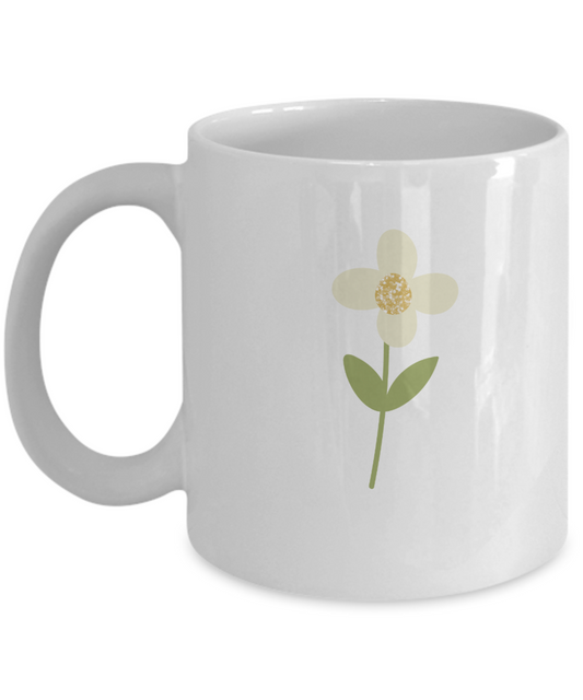 Floral White Flower white mugs - Funny Christmas Gifts - White coffee mugs 11 oz