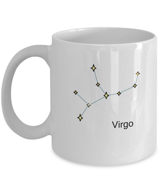 Virgo Zodiac Name Constellation Coffee Mug White Unique White coffee mugs 11 oz