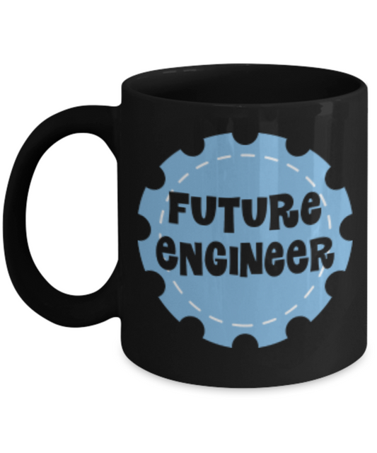 Future Engineer Cup - Black Porcelain Coffee Cup,Premium 11 oz Black coffee cup
