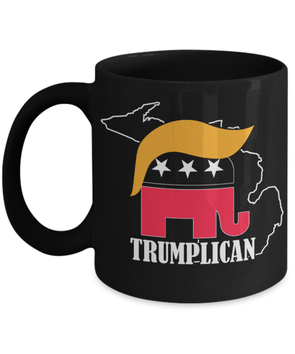 Trumplican - Black Coffee Mug Porcelain Tea Cup 11 oz - Great Gift