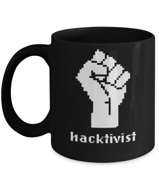 America USA Politics Lovers Mugs, Hactivist - Black Coffee Mug Porcelain Tea Cup 11 oz - Great Gift