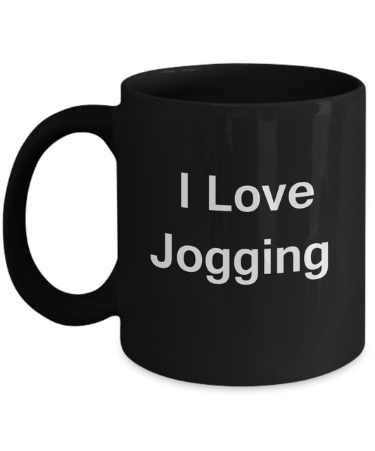 I Love Jogging Coffee Black Mug - Porcelain Black Funny Coffee Mug, Best Office Tea Mug & Coffee Cup Gifts 11 oz