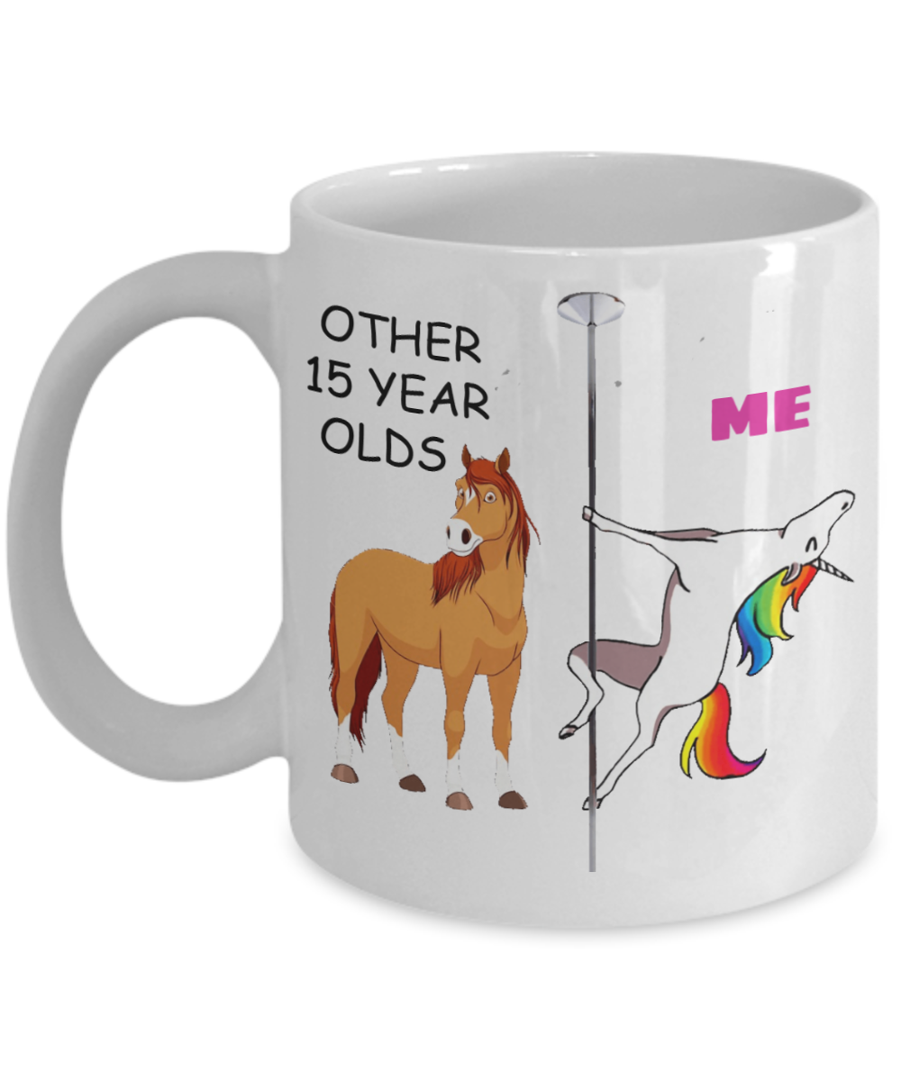 15th Birthday Gift for Women - Other 15 Year Olds Me Unicorn Coffee Mug - Funny White Porcelain Coffee 11 oz for Grandma, Mom, Sister, Best Friend, Women, Her - Born In 2005