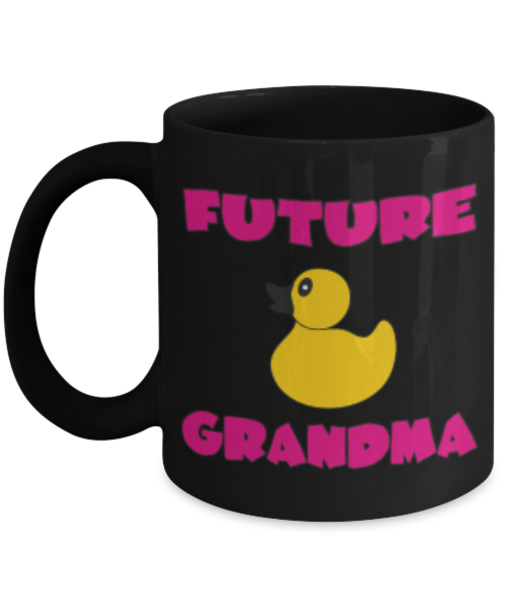 Future Grandma Cup - Black Porcelain Coffee Cup,Premium 11 oz Black coffee cup