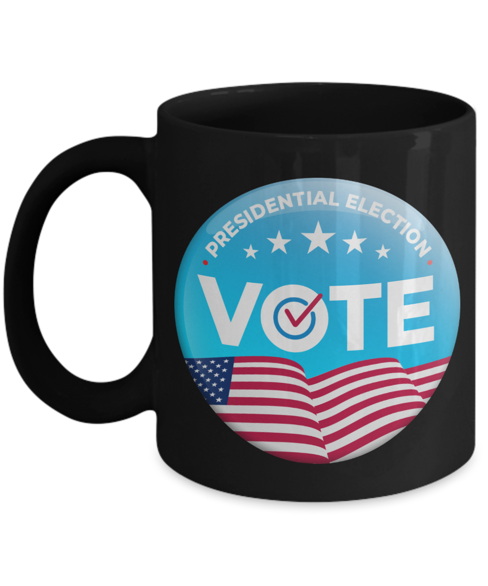 Vote 2020 Black Coffee mug, Cast Your vote,Presidential election, US Election, Political Gift, Election Mug-Black Porcelain Coffee Mug 11 oz