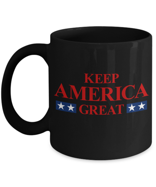 American Flag Mugs, Keep America Great - Funny White Porcelain Coffee 11 oz