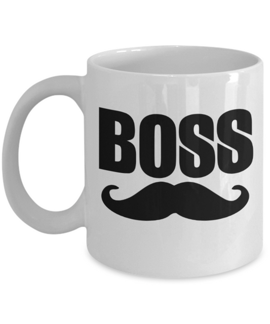 Aneversery gift - Boss Man - Funny White Porcelain Coffee Mug Cute Ceramic Cup 11 oz