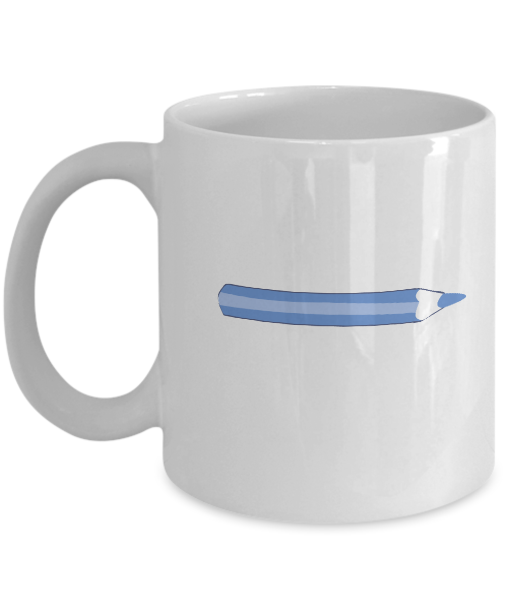 Pencil Blue 2 White Mugs - Funny Coffee Mugs - Porcelain White coffee mugs 11 oz