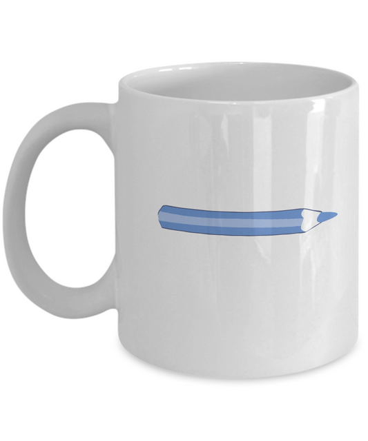 Pencil Blue 2 White Mugs - Funny Coffee Mugs - Porcelain White coffee mugs 11 oz