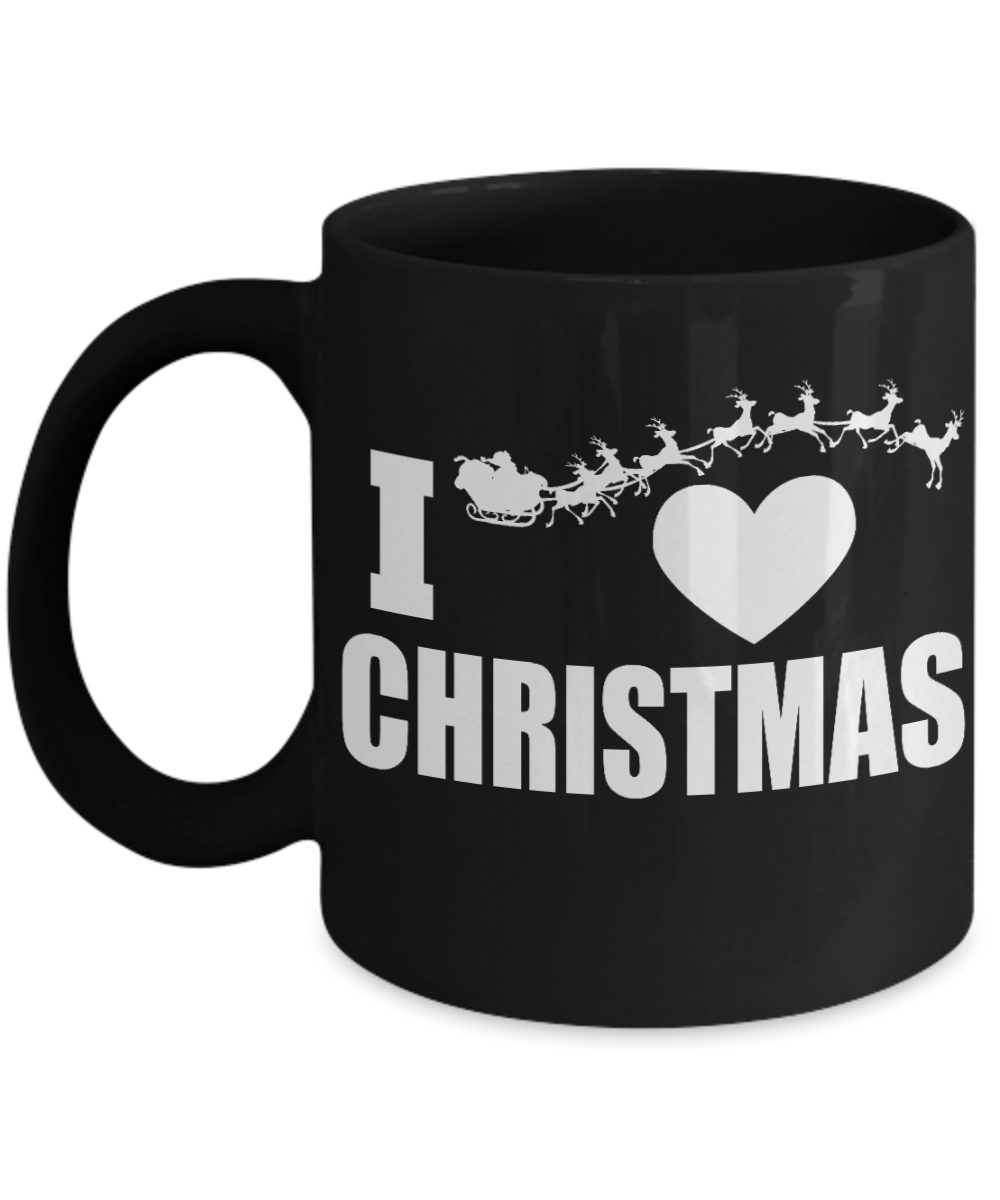 Precious Moments Christmas Custom Gift Coffee mug, I Love Christmas-Black Porcelain Coffee Mug 11 oz