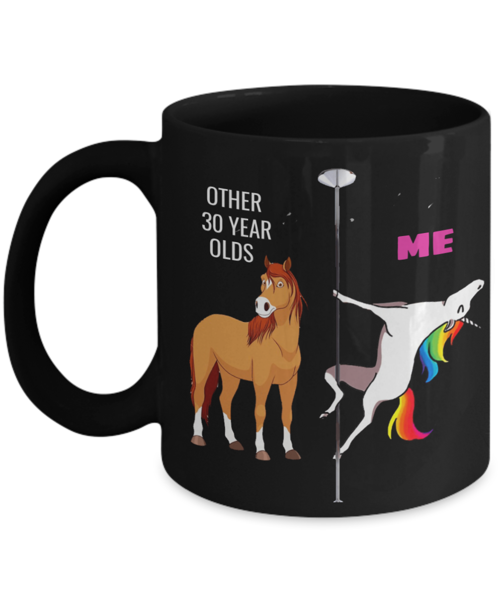 Unicorn Birthday gift 30th Birthday Gift for Women - Other 30 Year Olds Me Unicorn Coffee Mug - Black Porcelain Coffee 11 oz for Grandma, Mom, Sister, Best Friend, Women, Her - Born In 1990