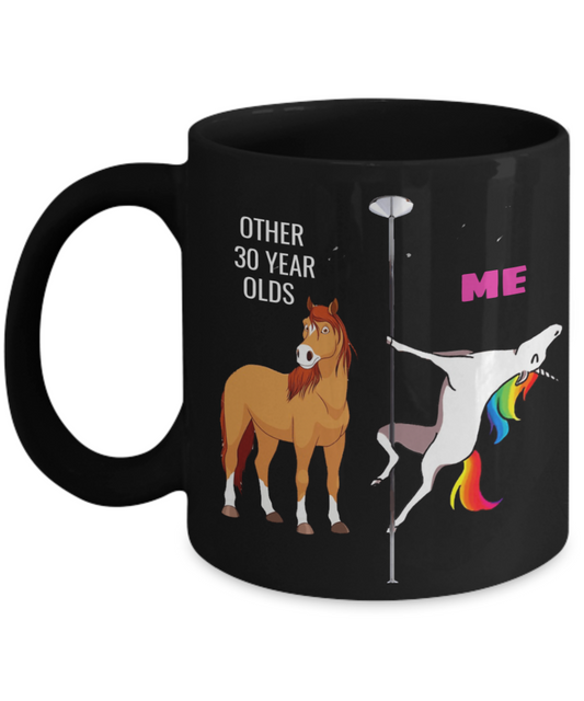 Unicorn Birthday gift 30th Birthday Gift for Women - Other 30 Year Olds Me Unicorn Coffee Mug - Black Porcelain Coffee 11 oz for Grandma, Mom, Sister, Best Friend, Women, Her - Born In 1990