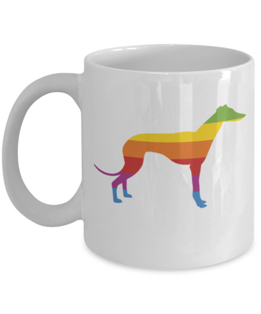 Gift gor dog lovers , Think Greyhound - White Coffee Mug Porcelain Tea Cup 11 oz - Great Gift