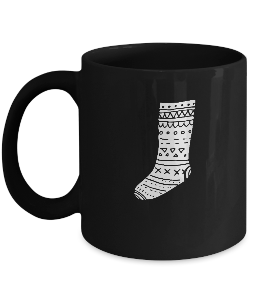 Christmas Doodles Socks Black coffee Mugs - Funny Christmas Black coffee mugs 11 oz