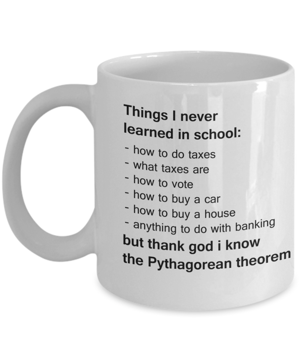 Pythagorean Theorem coffee mugs -White Ceramic Coffee Mug 11 oz
