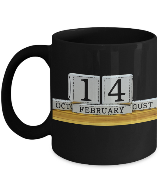 Valentine Day 14 February Coffee Mug- Cute Valentine's Black coffee mugs 11 oz