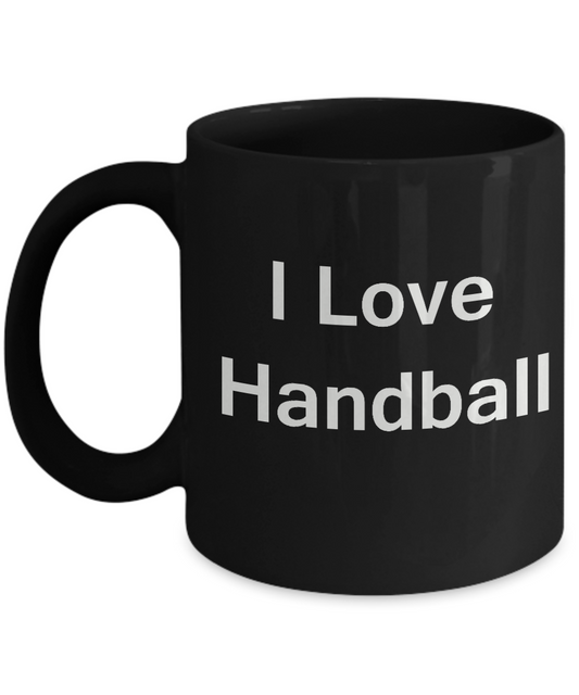 I Love Handball coffee black mug - Porcelain Black Funny Black coffee mugs 11 oz