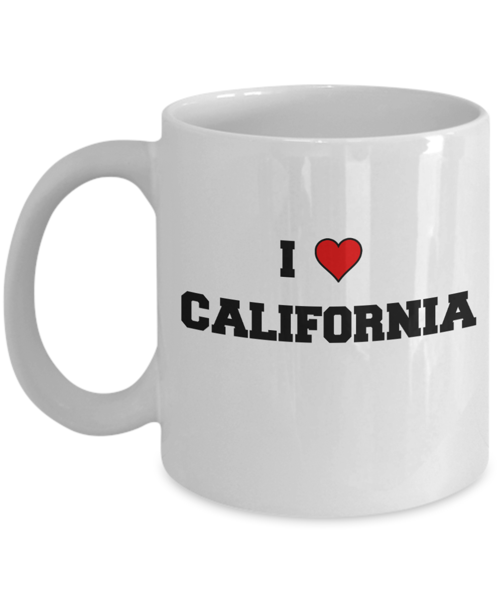 California Tea Coffee Mugs,I Love California Ceramic Coffee Mug Tea Cup Gifts Mugs 11 oz Funny Mugs
