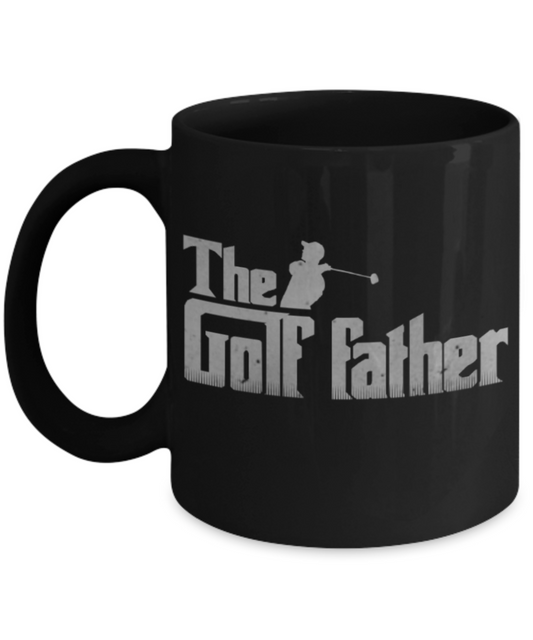 Golf lovers mugs, The Golf Father - Funny Black Porcelain Coffee 11 oz