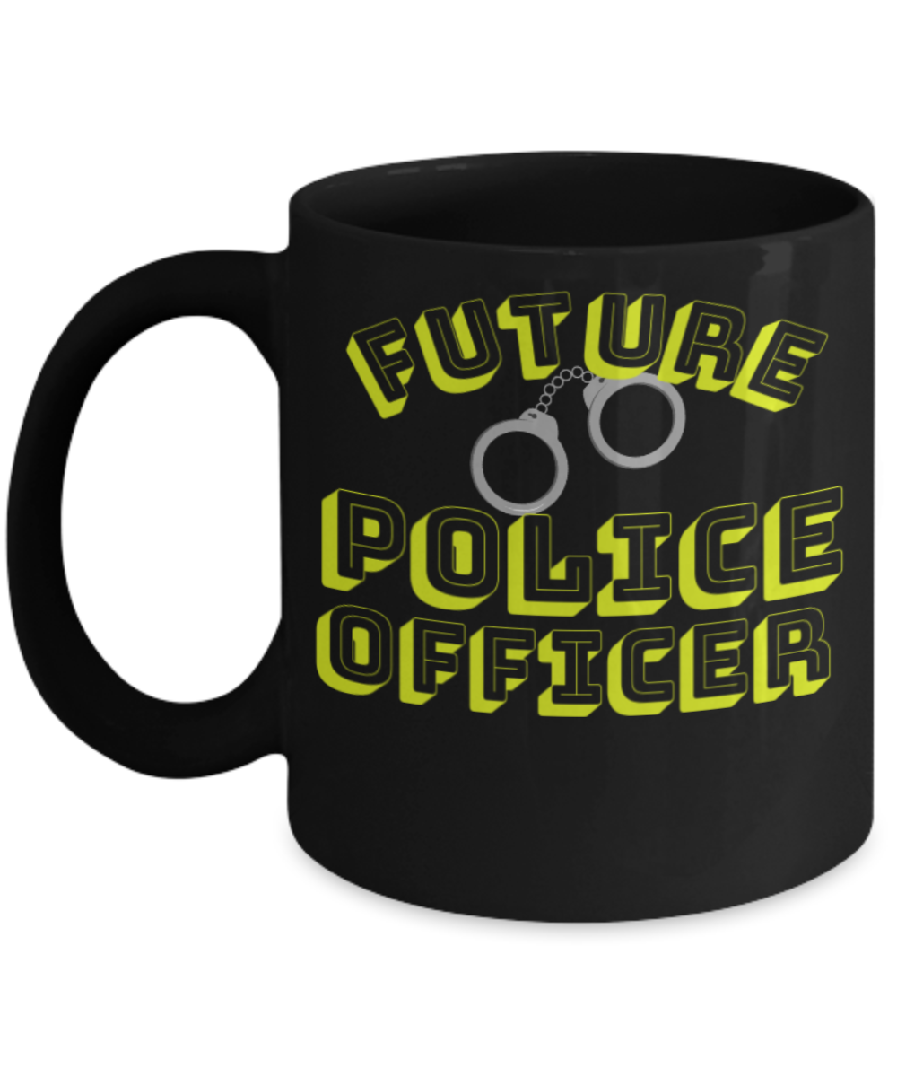 Future Police Officer Coffee Mug- Black Porcelain Coffee Cup,Premium 11oz Black coffee cup