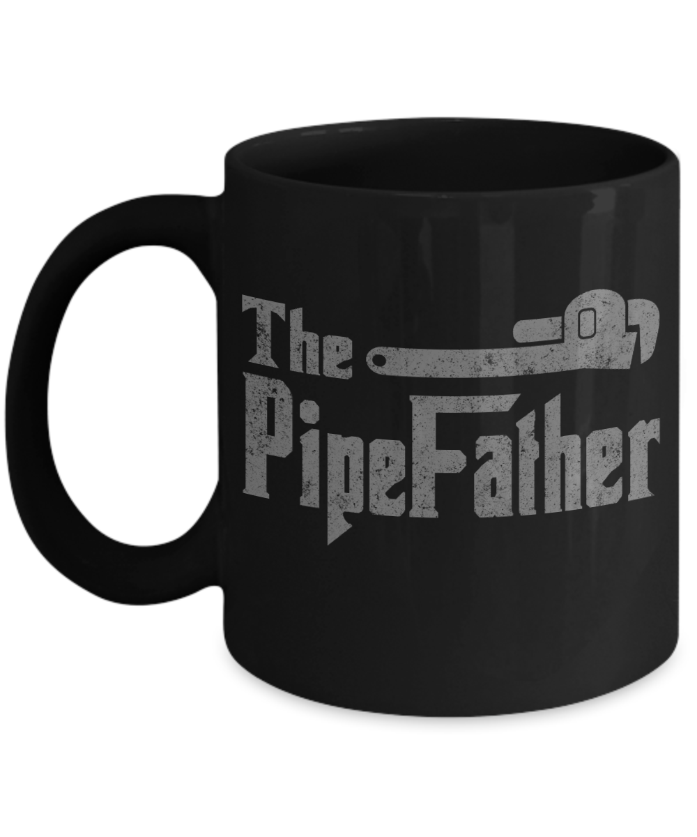 Plumber Coffee mug, The Pipe Father-Black Porcelain Coffee Mug 11 oz For plumber, Father, mom,son