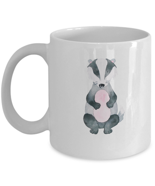 Badger Funny White Mugs - Funny Coffee Mugs - Porcelain Funny White coffee mugs 11 oz