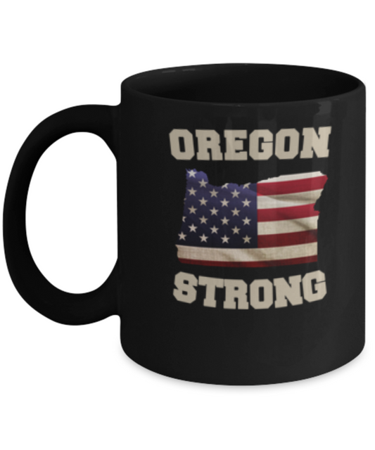 USA State Strong Oregon coffee Black mug - Porcelain Black coffee mugs 11 oz