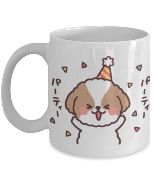 Funny Shih Tzu Mug -Happy Birthday Shih Tzu Coffee Mug- Premium 11 oz White Coffee Cup