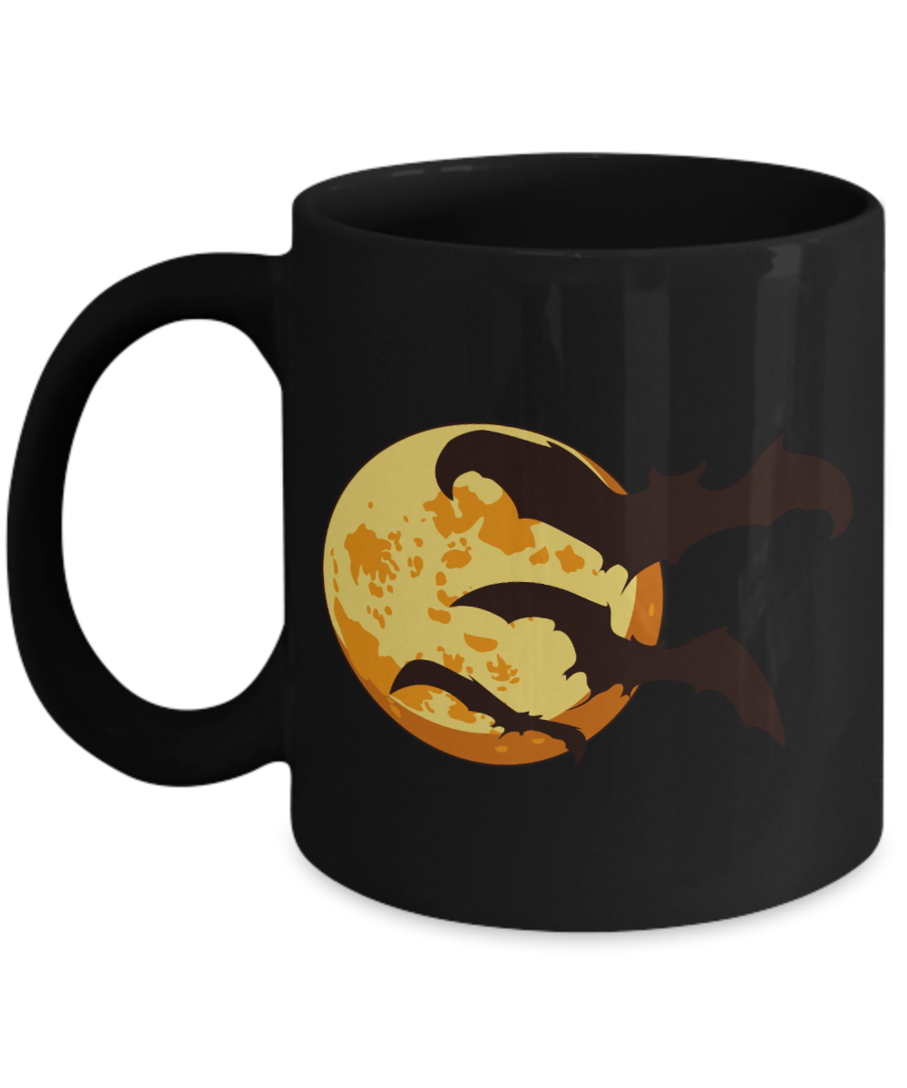 Halloween Moon Coffee Mugs - Black Porcelain Coffee Cup,Premium 11 oz Black coffee cup