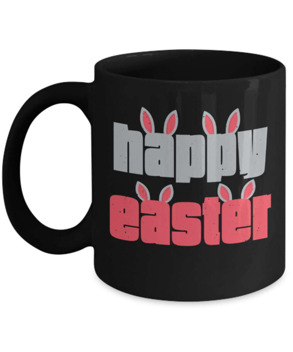 Personal creations gifts easter mugs - Happy Easter - Black Porcelain Coffee Mug Cute Ceramic Cup 11 oz