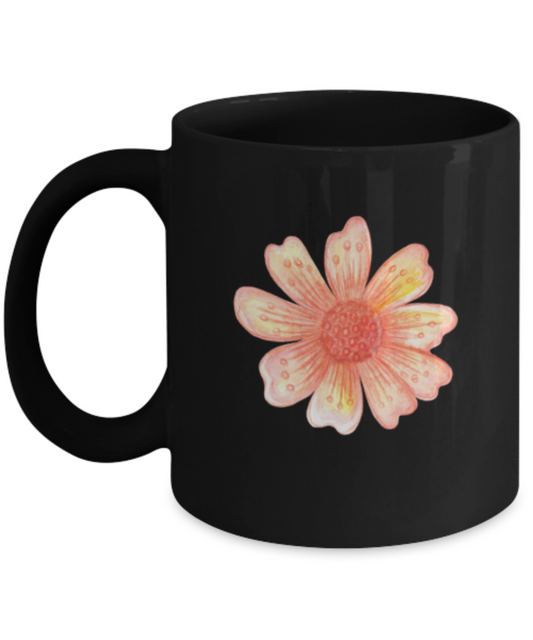 Flowers and Leaves 7 Black Mugs - Funny Christmas Kids  Black coffee mugs 11 oz