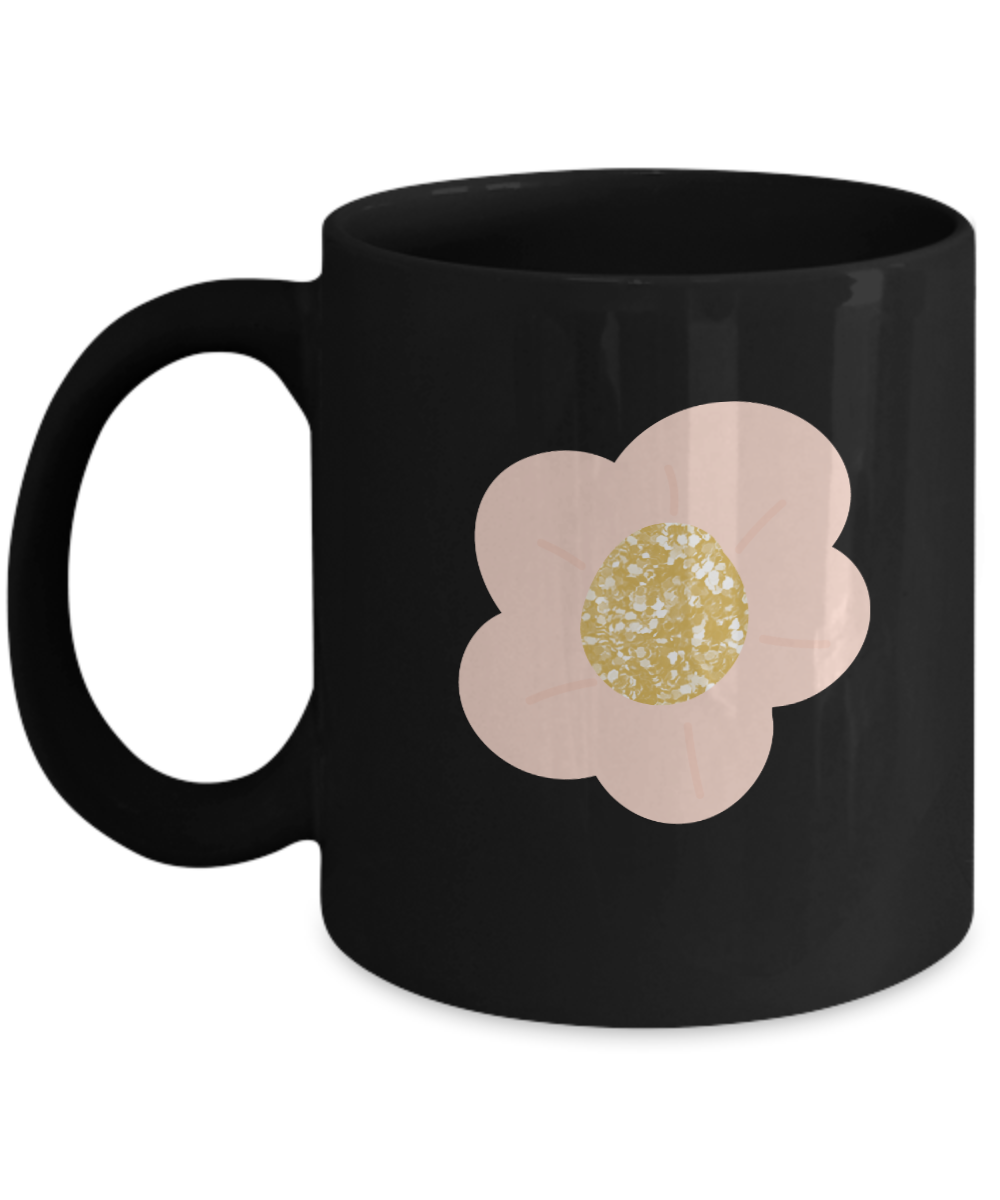 Floral Lovely Flower Black Mugs - Funny Christmas Gifts -  Black coffee mugs 11 oz