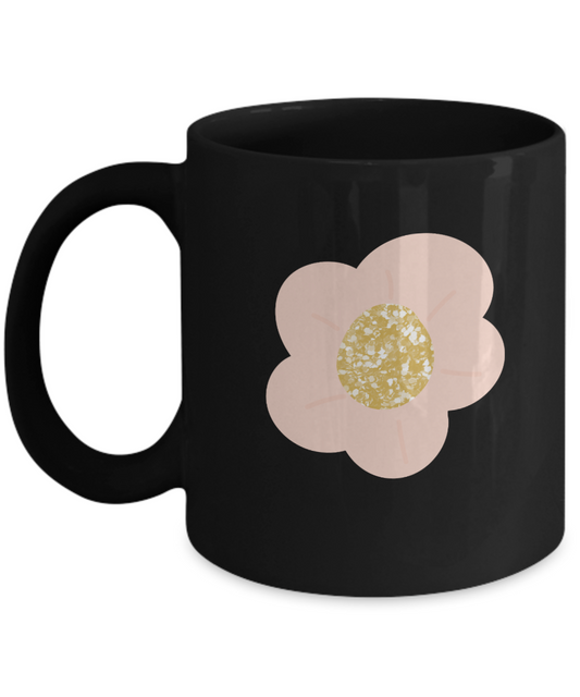 Floral Lovely Flower Black Mugs - Funny Christmas Gifts -  Black coffee mugs 11 oz