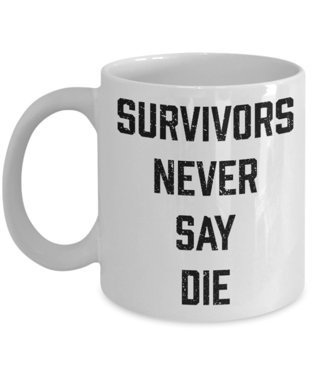 Plants vs zombies gift box mugs , Survivors Never Say Die - White Coffee Mug Porcelain Tea Cup 11 oz - Great Gift