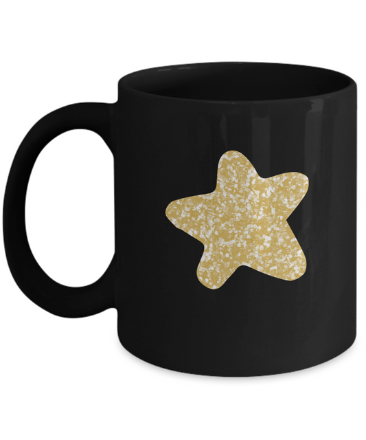 Floral Brown Star Black Mugs - Funny Christmas Gifts -  Black coffee mugs 11 oz