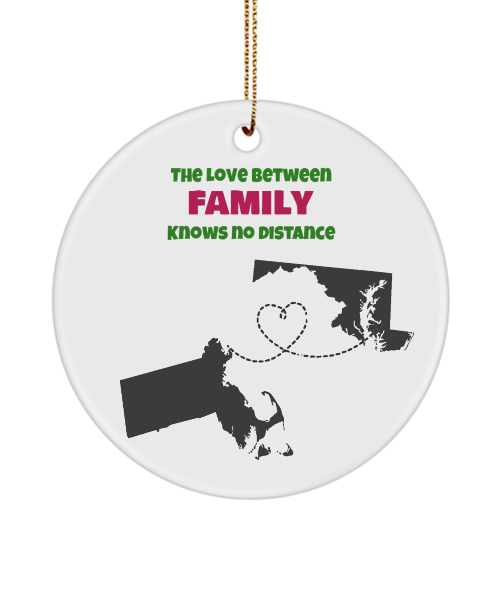 State Christmas Ornament- Christmas Maryland Massachusetts Ornament| Long Distance State  Ornament | State to State | Away From Hometown Family | Moving Away Ornament