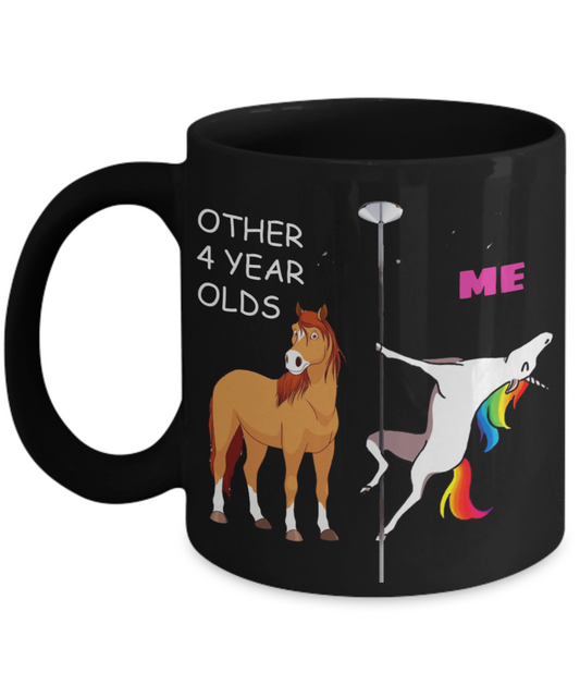 4th Birthday Gift for Women - Other 4 Year Olds Me Unicorn Coffee Mug - Black Porcelain Coffee 11 oz for Grandma, Mom, Sister, Best Friend,   Women, Her - Born In 2016