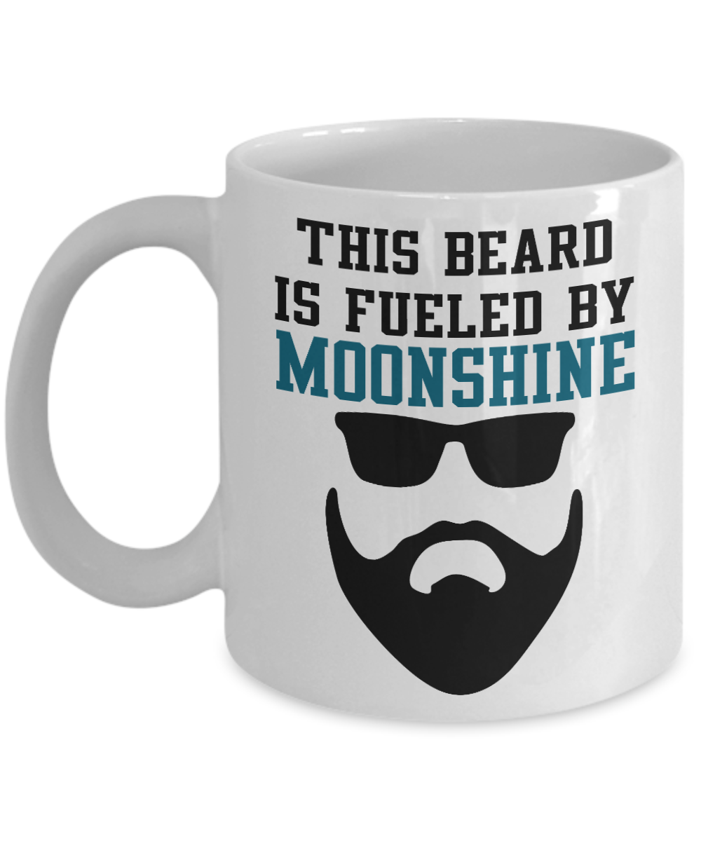 Might Be Coffee or Alcohol Coffee Mug, This Beard Is Fueled By Moonshine-White Porcelain Coffee Mug 11 oz
