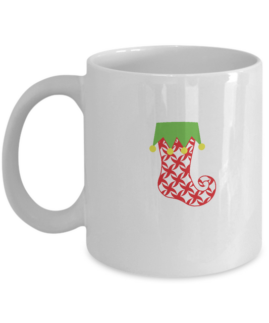 Pattern Stocking Red Stars coffee mugs - Funny Christmas White coffee mugs 11 oz