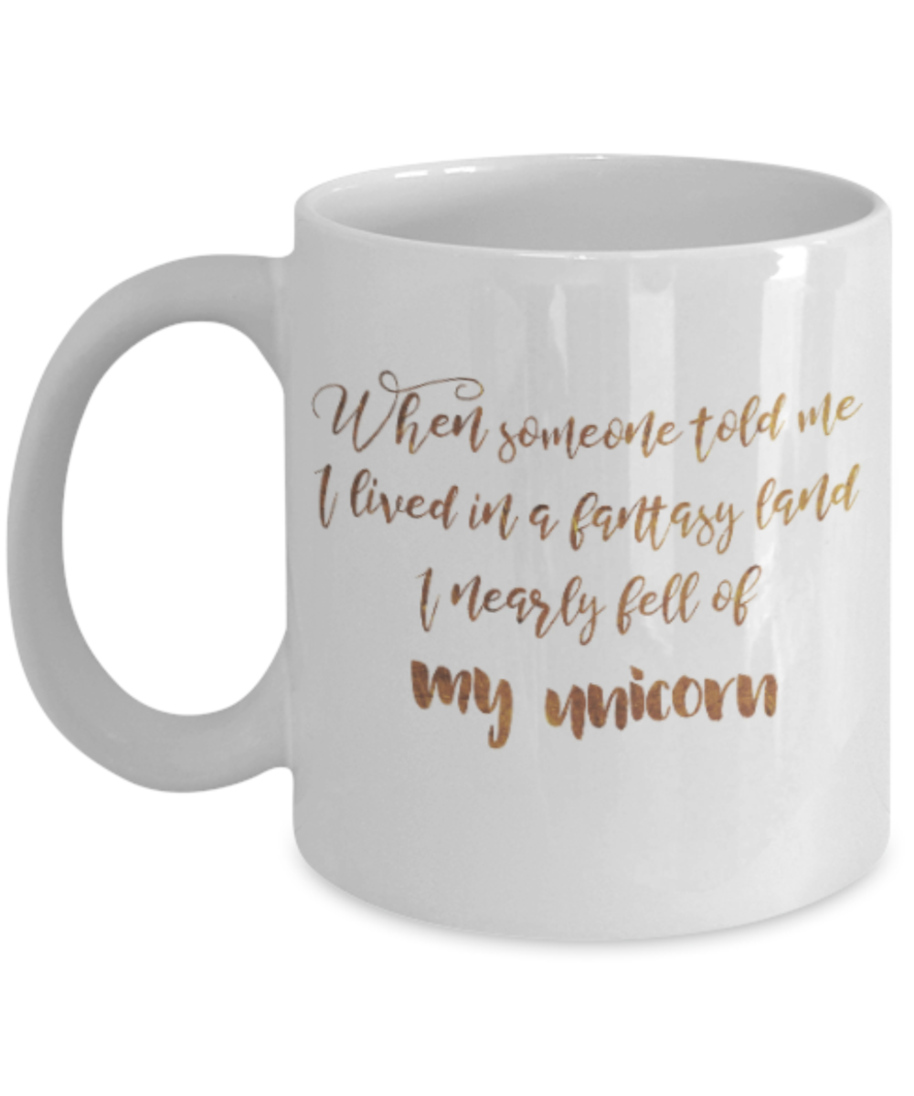 Get well mugs for women , I nearly fell of my unicorn - White Coffee Mug Tea Cup 11 oz Gift