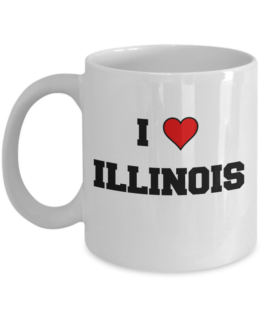 Illinois Tea Coffee Mugs,I Love Illinois USA States Ceramic Coffee Mug Tea Cup Gifts Mugs 11 oz Funny Mugs