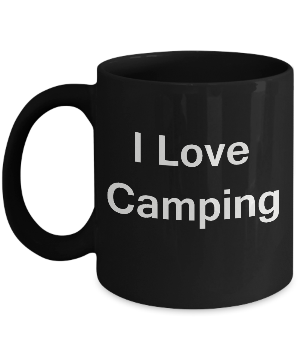 Camping Travel mug - Porcelain Travel mugs Funny Coffee Mug,  Black coffee mugs 11 oz